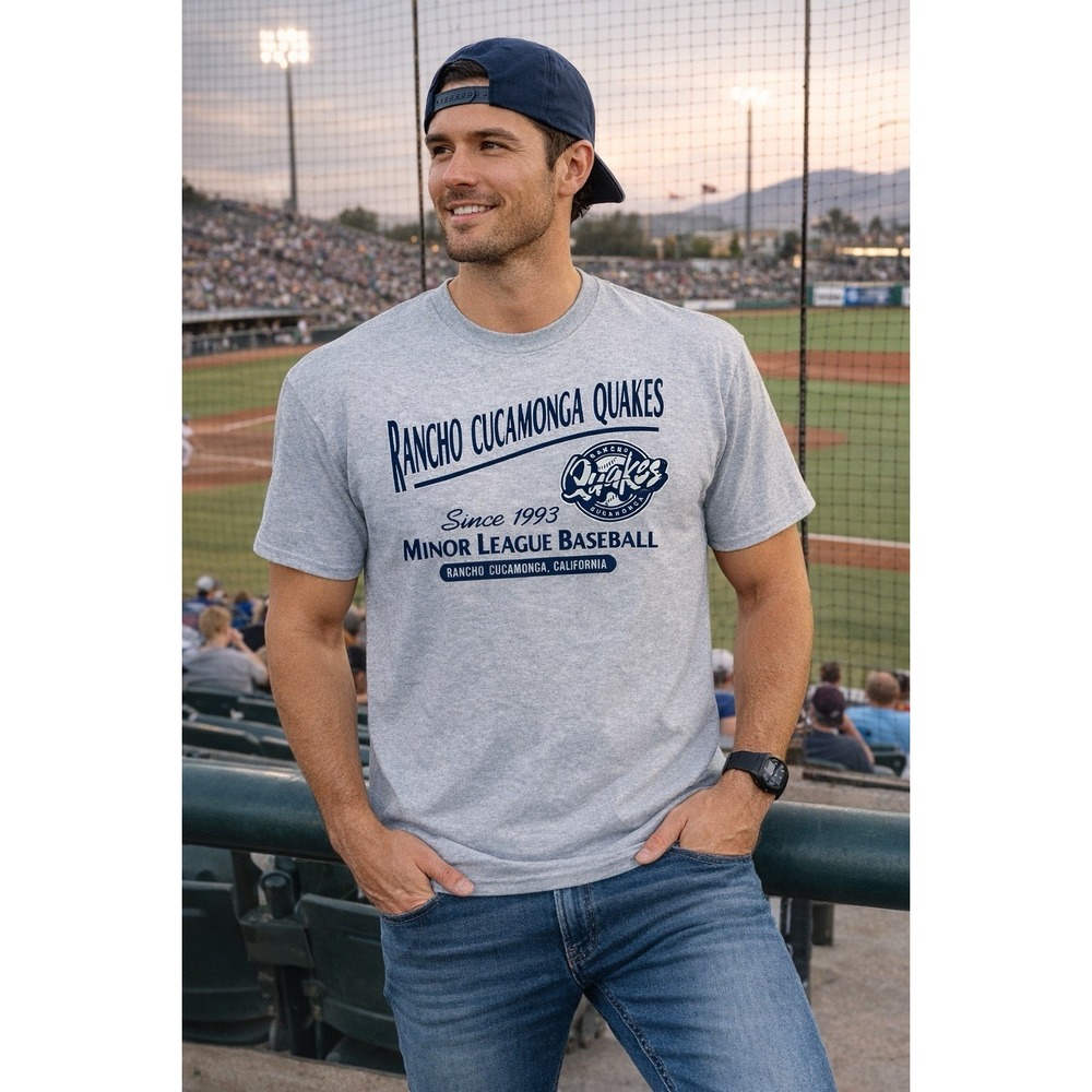 Rancho Cucamonga Quakes XL Gray MiLB  Baseball Tee Graphic DodgersVintage Style